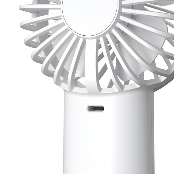 Bärbar Fläkt 2 i 1 Batteri 4000mAh USB-C Laddning Ficklampa Akashi Vit