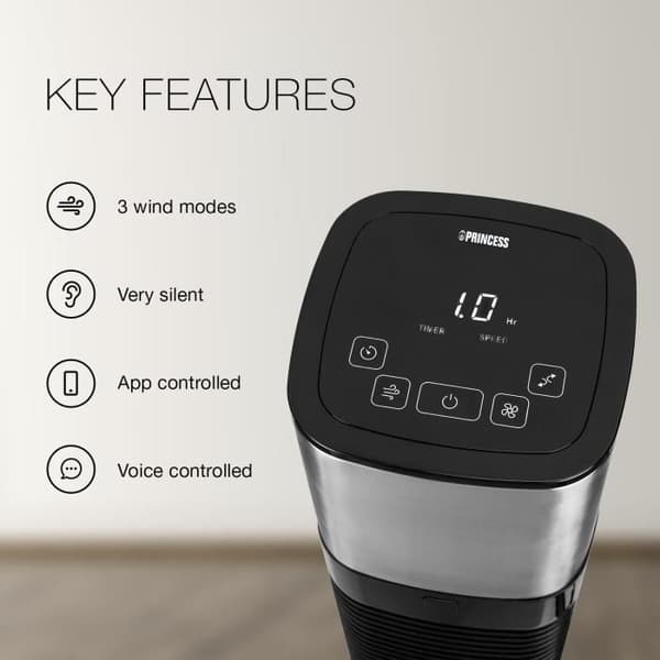 Princess Smart Tower Fläkt 50 W Svart