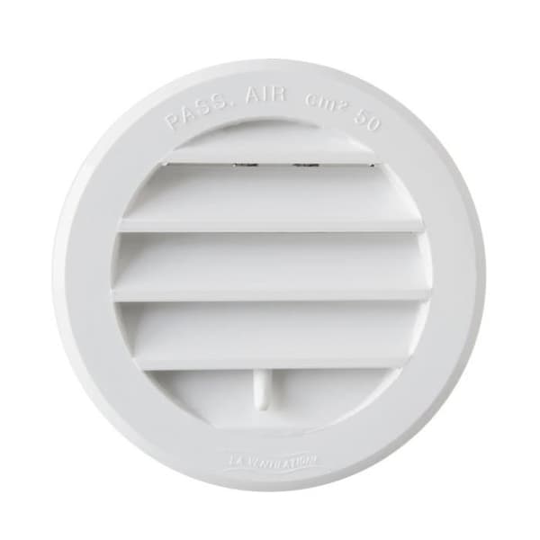 Ventilation Vattentät ventilation i plast, rund, infälld, vit, diameter 96 mm - T8DRB