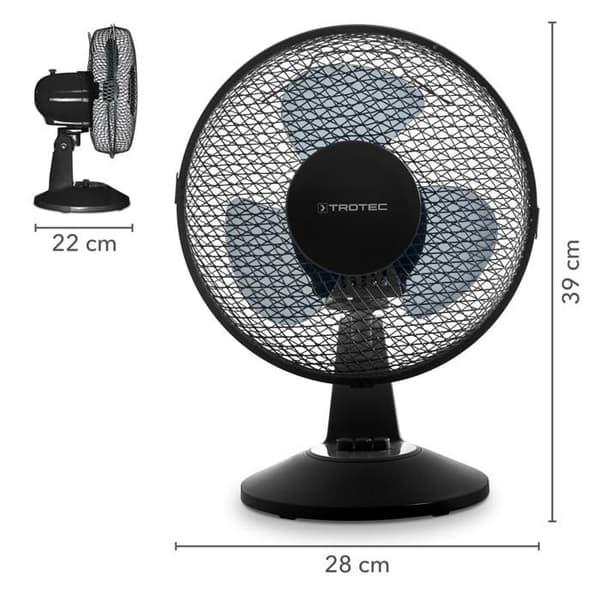 Bordfläkt - TROTEC - TVE 11 - 25W - 2 hastigheter - oscillation 80°