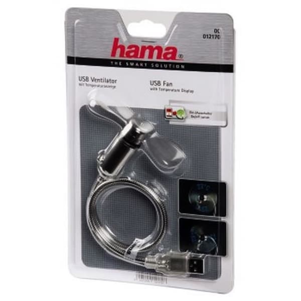 USB-fläkt - HAMA - Temperaturdisplay - Flexibel svanhals - 60 dB - Silver
