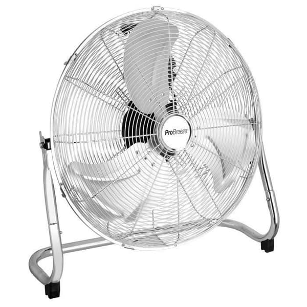 Chrome Pro Breeze 50 cm golvfläkt - gym/verkstad/garagestil - med 3 hastigheter och justerbart fläkthuvud