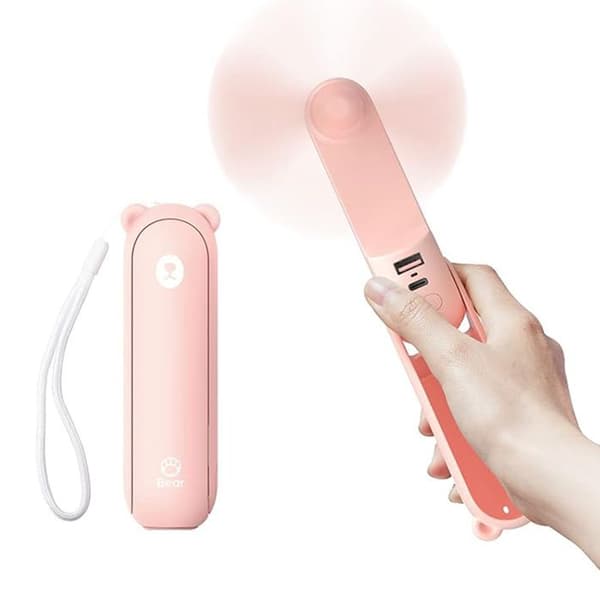 Högkvalitativ manuell fläkt Life8 Plus (F8X) med ficklampa, bärbar, 4500 mAh JISULIFE Rosa