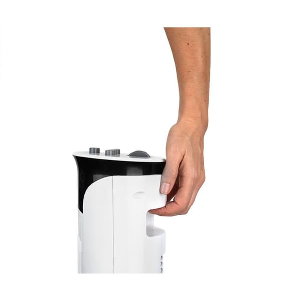 Black + Decker |BXEFT47E Tyst oscillerande kolumnfläkthöjd: 81 cm | 3 hastigheter | Timer | Anti-halk bas | Vit