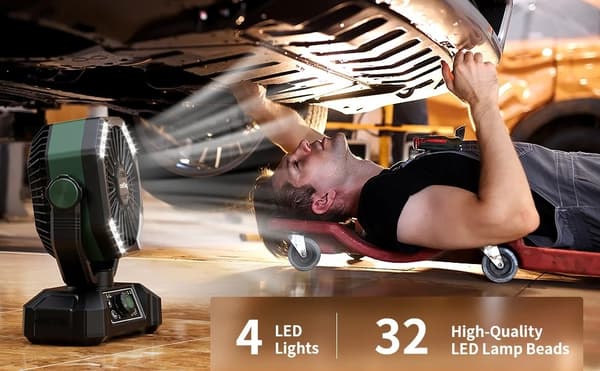 Bærbar Campingventilator med LED-lys – 8 hastigheder, 20000mAh batteri & fjernbetjening