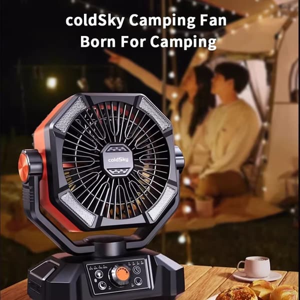 Bærbar Campingventilator med LED-lys – 8 hastigheder, 20000mAh batteri & fjernbetjening