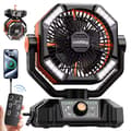 Miniatyrbillede 1 af 8: Bærbar Campingventilator med LED-lys – 8 hastigheder, 20000mAh batteri & fjernbetjening