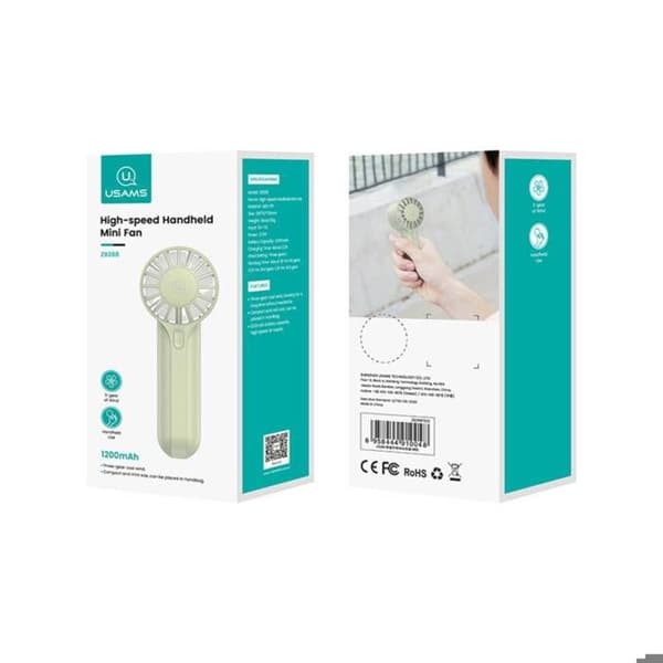 Mini USB-laddningsbar fickfläkt med 3 hastigheter Usams Vit