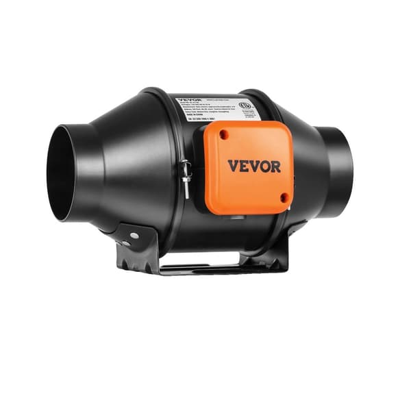 VEVOR Inline Duct Fan, Energi Effektiv EC Motor, 205 CFM Luftstrøm,EC 4tommer