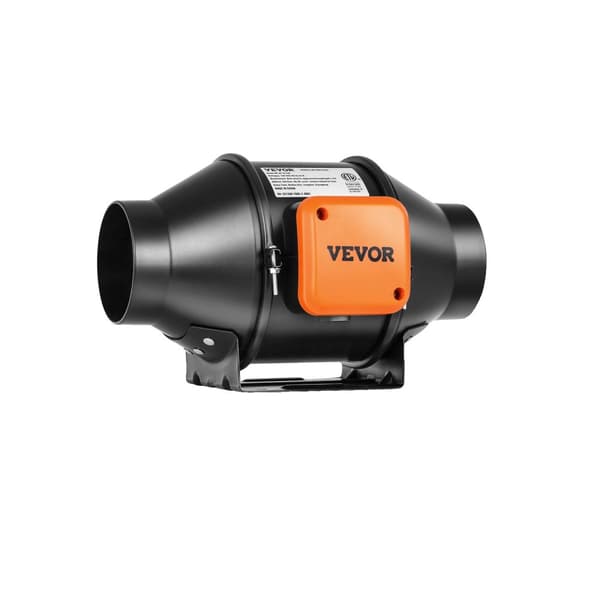 Inline Fläkt, Luftflöde 205 cfm, Ljudnivå 28 dB, Styrlägen PÅ/AV/TIMER/AUTO,EC 4tum