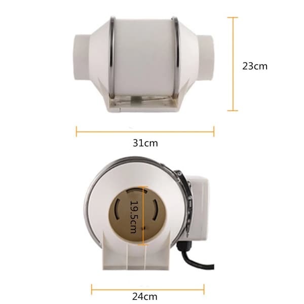 Avgassystemfläkt, Hög Luftvolym 540m³/h, Låg Bullernivå 38dB,HF-200