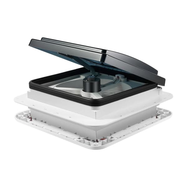 Duschtaklucka Ventilationsextraktör, LED-belysning, Insektsäker skärm,Vit och svart