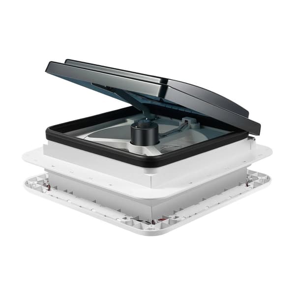 Duschtaklucka Ventilationsextraktör, LED-belysning, Insektsäker skärm,Vit och svart