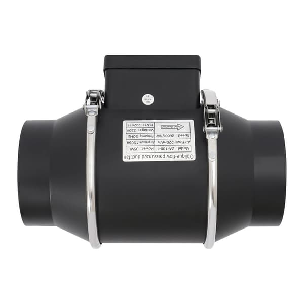 Inline-kanavapuhallin, 220 m³/h ilmavirta, matala melu toiminnassa,EU, musta