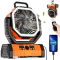 Miniatyrbild 2 av 2: Uppladdningsbar Campingfläkt, 20000mAh Batteri, 4 Hastighetsinställningar,Orange