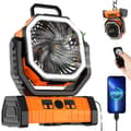 Miniatyrbild 1 av 2: Uppladdningsbar Campingfläkt, 20000mAh Batteri, 4 Hastighetsinställningar,Orange