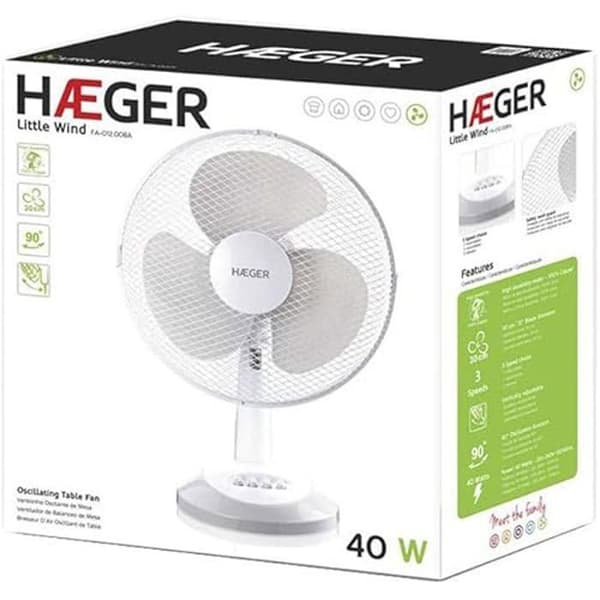 Bordsfläkt - HAEGER - FA012008A - 30 cm - 50 W - 3 hastigheter