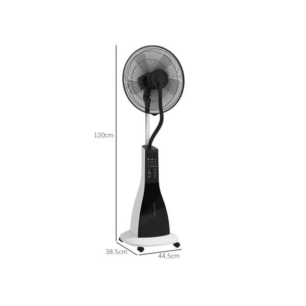 HOMCOM Golvfläkt med vattendimmafunktion 90W, 3L tank, 3 hastigheter, oscillernande, med fjärrkontroll, svart