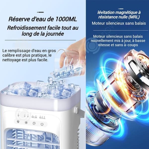 INN Bärbar tyst luftkonditionering 17,8x14,7x29,5cm 8w 1000ml med färgglada LED-lampor luftfuktare fläkt för luftkonditionering