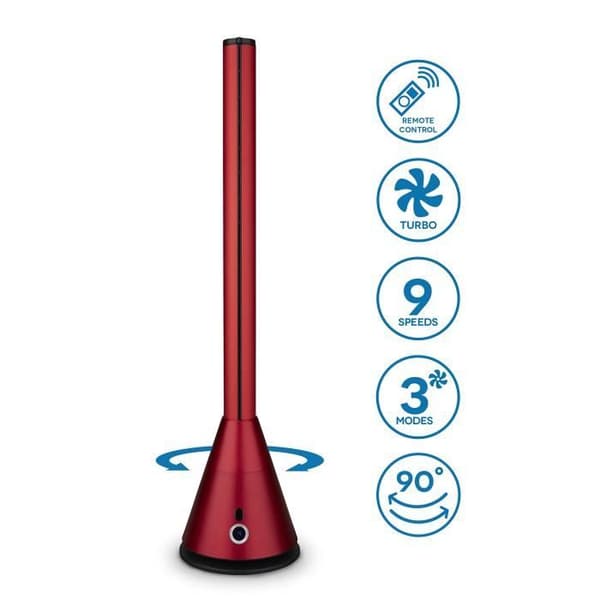 Bladeless Tower Fläkt - Argo - ONIRO TOWER RED - Elektrisk - Röd - Kolumn