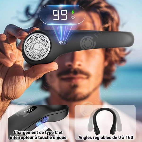 INN Nackfläkt 3600mah 5w 5V/1A med digital display 3 justerbara hastigheter bärbar tyst fläkt