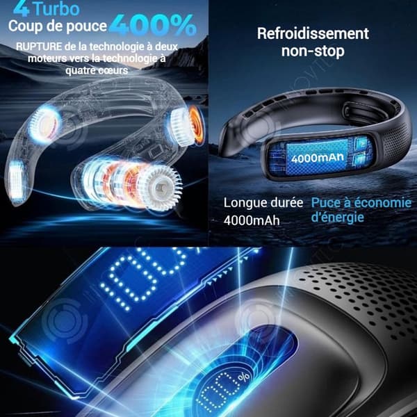 INN Trådlägg nackfläkt 5w 4000mah 5600rpm 3 justerbara hastigheter med digital visning bärbar nackfläkt