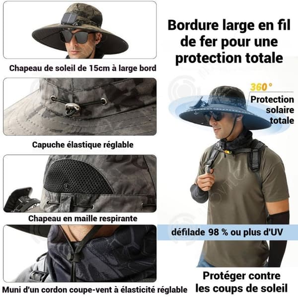 INN Fläkt Solen Laddning Grön armé Tre hastighets vindinställning Bred mesh andningsbar Fläkt solär