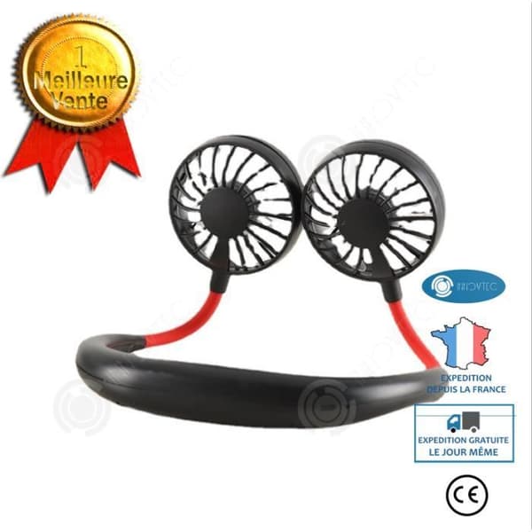 INN® Qiilu Uppladdningsbar Personlig Fläkt Mini Bärbar Halsfläkt Dubbel USB Uppladdningsbar skrivbordshängande stil
