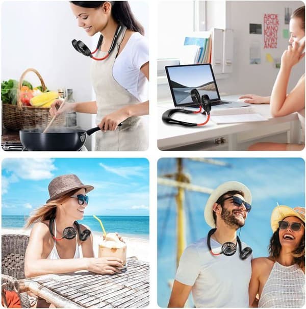 Bärbar handsfree nackfläkt liten personlig USB mini nackfläkt uppladdningsbart batteri 1200 mAh