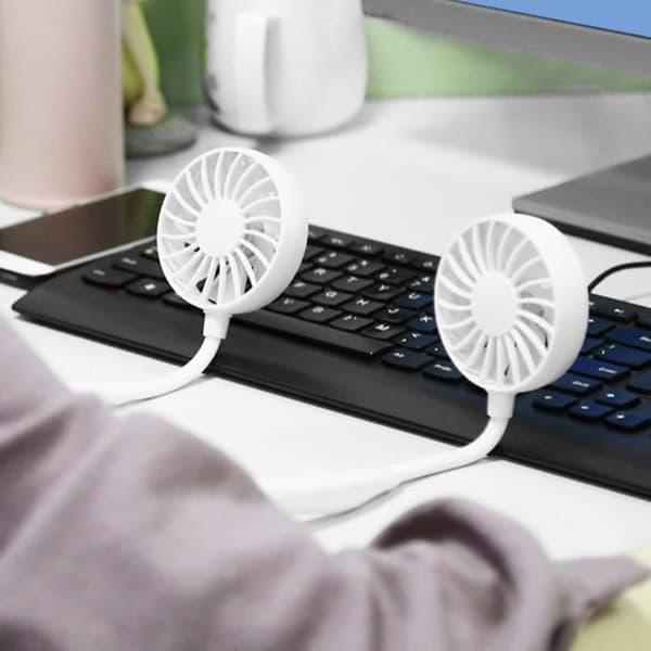 EBTOOLS Hanging Neck Fan Mini Portable Fan Nackband Double Desktop USB Uppladdningsbar Lazy Hanging Style