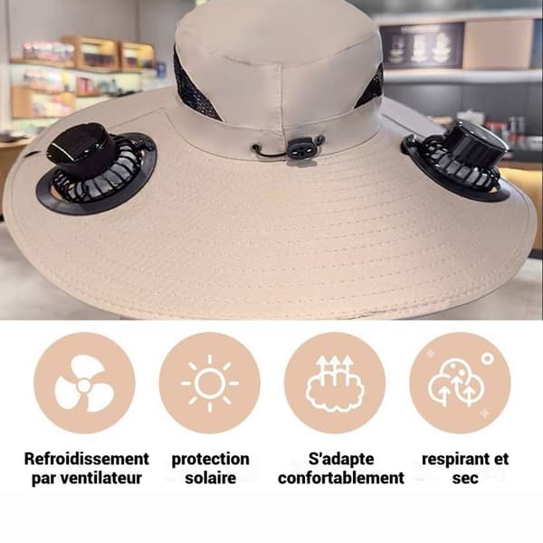 Solenergi Fläkt + USB-laddning Kaki Tre hastighetsinställningar Bred andningsbar meshkant Solfläkt