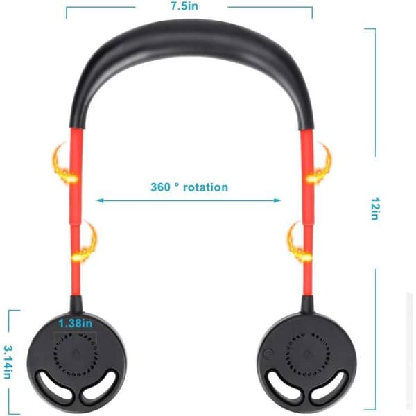 USB-uppladdningsbar bärbar fläkt, tyst, 360° rotation, 3 justerbara hastigheter, idealisk för sport på sommaren eller på kontoret.