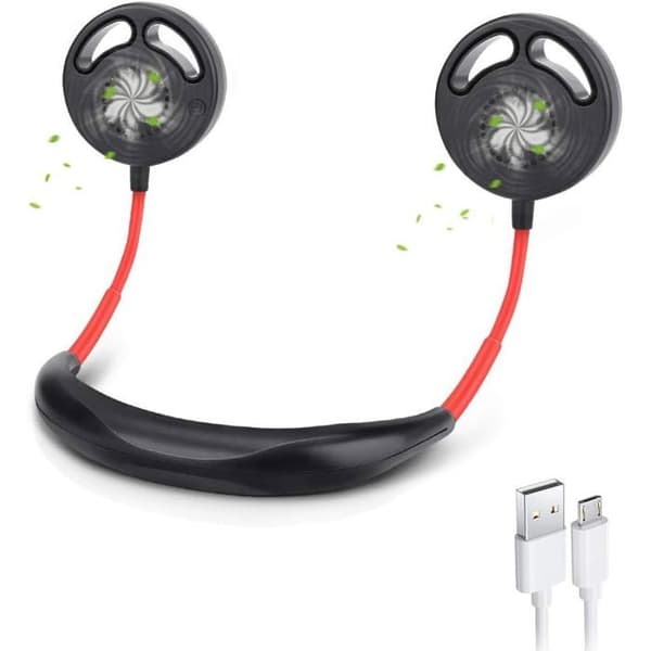 USB-uppladdningsbar bärbar fläkt, tyst, 360° rotation, 3 justerbara hastigheter, idealisk för sport på sommaren eller på kontoret.