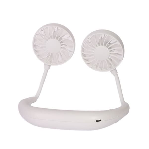 Mini bärbar handsfree nackfläkt USB-uppladdningsbar personlig mini dubbel fläkt 3 hastigheter Vit