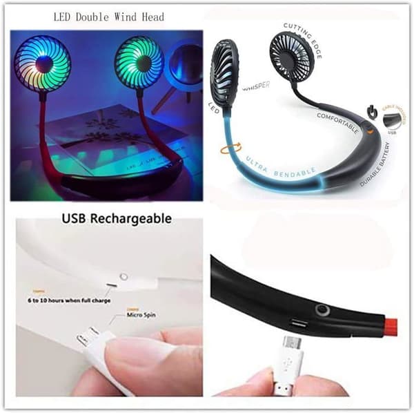 Bärbar hängande nackfläkt, handsfree, runt nacken, personlig sportfläkt, justerbar minifläkt mai
