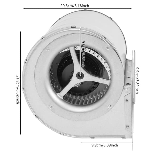 Centrifugalfläkt, 300W effekt, 1300rpm hastighet, 840m³/h utgång,EU, Silver