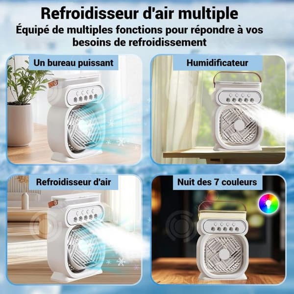 INN Mistingfläkt 7 Färger Nattlampa 3 Vindhastigheter Timer Fläkt, Tyst Luftkonditionering för Hem Kontor