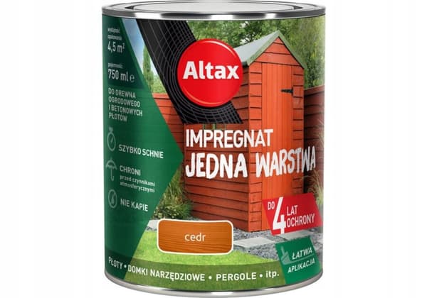 Kyllästysaine puulle ja betonille, yksi kerros, setripuulle, 0,75 l