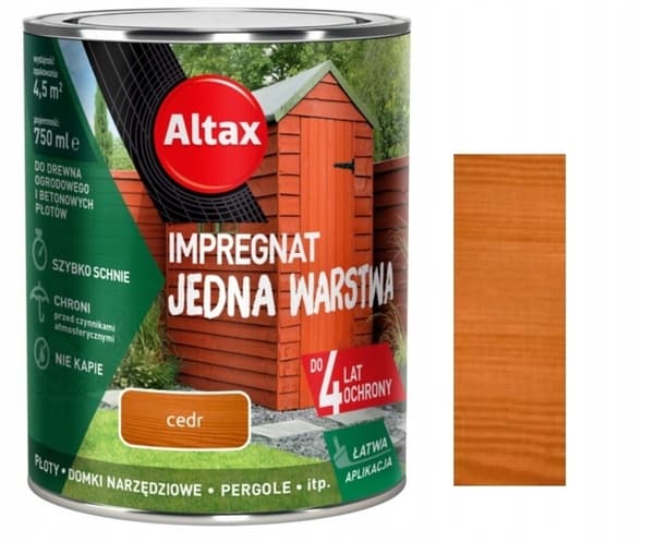 Kyllästysaine puulle ja betonille, yksi kerros, setripuulle, 0,75 l