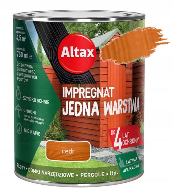 Kyllästysaine puulle ja betonille, yksi kerros, setripuulle, 0,75 l