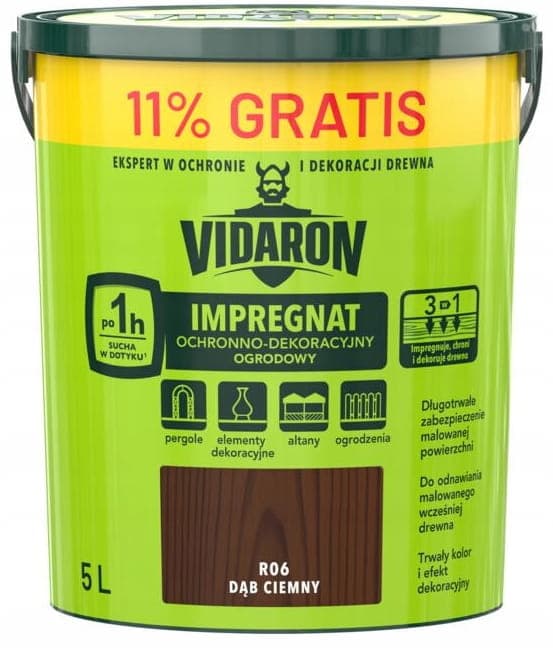 Vidaron suojaava ja koristeellinen puutarhakyllästysaine tumma tammi 5L