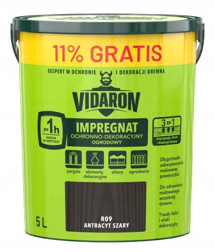 Vidaron trädgårdsimpregnering 5L antracitgrå skyddande och dekorativ