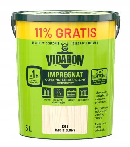 Vidaron beskyttende og dekorativ imprægnering 5L havebleget eg