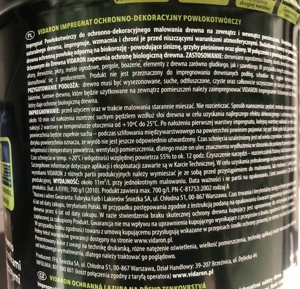 Vidaron filmdannende imprægnering 5L bleget eg beskyttende og dekorativ