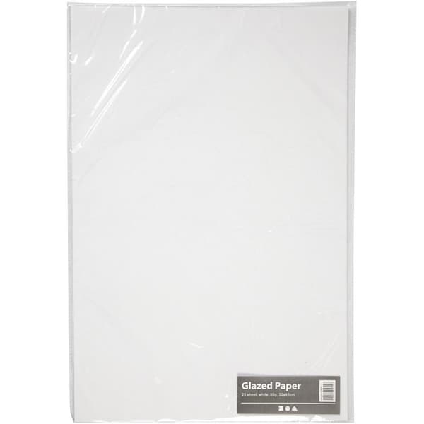 Glanspapper - 32x48 cm - 80 g - Vit - 25 ark