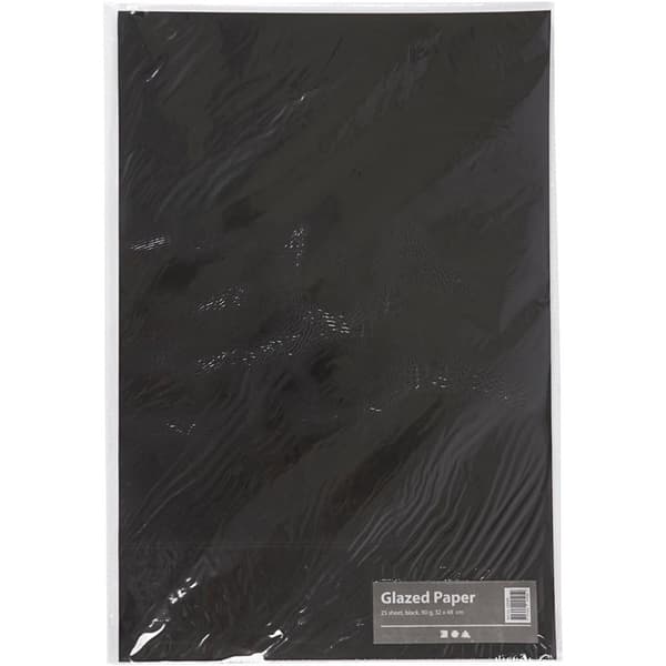 Glanspapper - 32x48 cm - 80 g - Svart - 25 ark