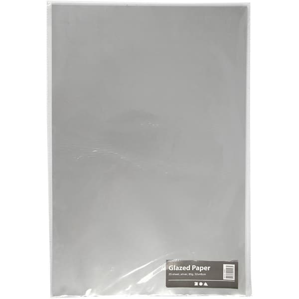 Glanspapper - 32x48 cm - 80 g - Silver - 25 ark