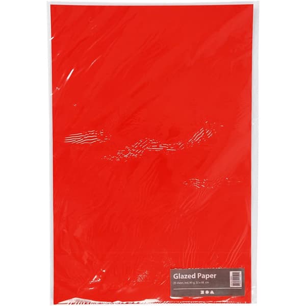 Glanspapper - 32x48 cm - 80 g - Röd - 25 ark
