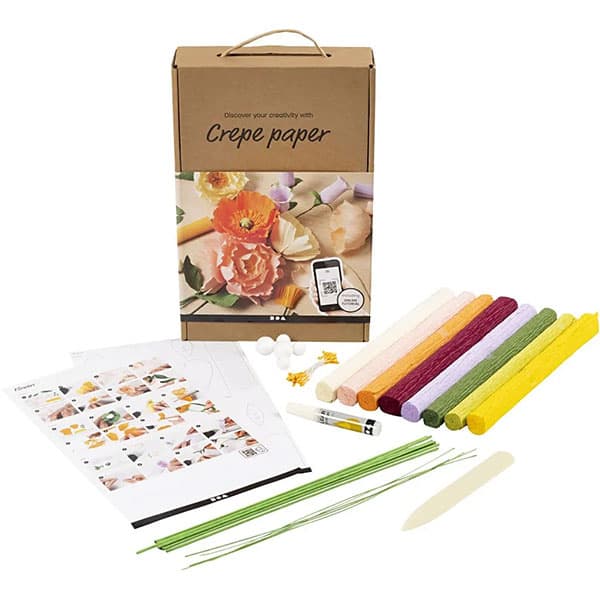 Pysselkit Kräppapper - Lär dig göra Kräppblommor