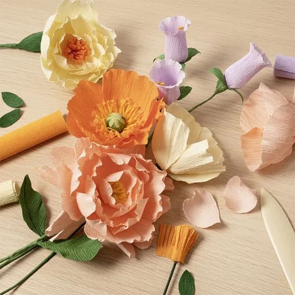 Pysselkit Kräppapper - Lär dig göra Kräppblommor